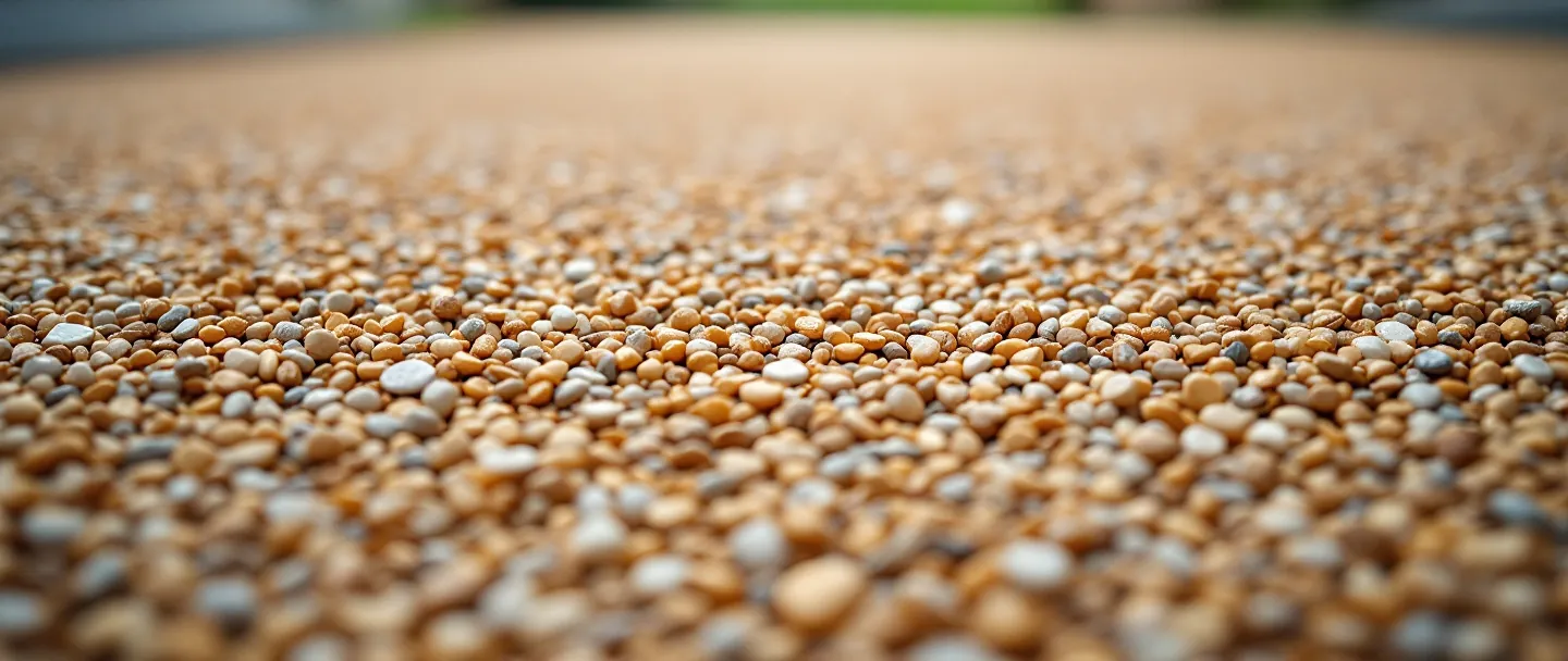Close-up of a resin bound aggregate surface in a natural stone blend