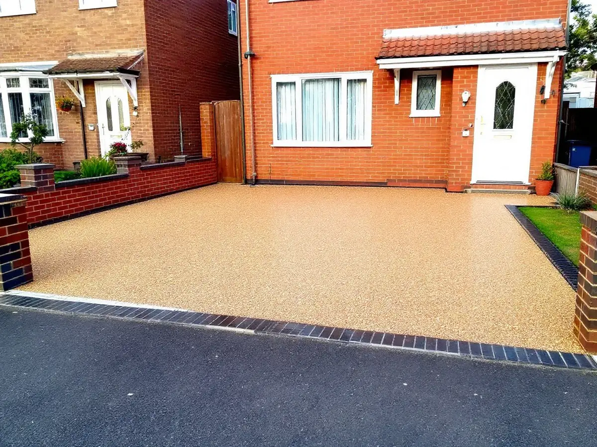 Newly laid resin bound driveway in front of a Milton Keynes home