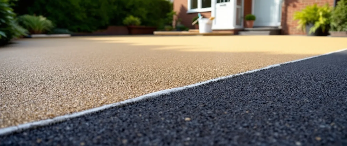 Resin bound surface being laid over a sound tarmac driveway